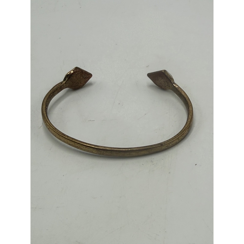 Vintage Antiqued Gold Tone Geometric Stud Open Cuff Bracelet Minimalist Edgy